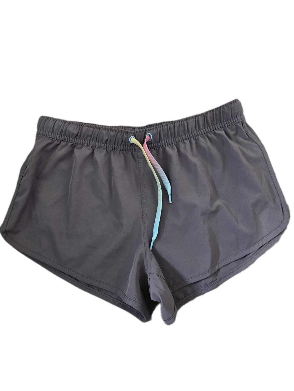 Grey shorts with built-in liner & adjustable multicoloured tie L